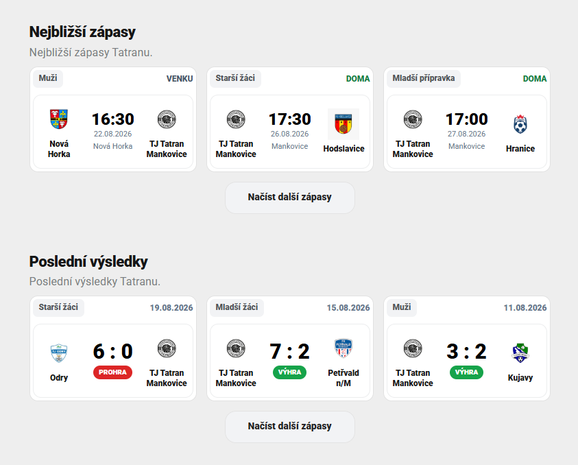 Aplikace TJ Tatran Mankovice